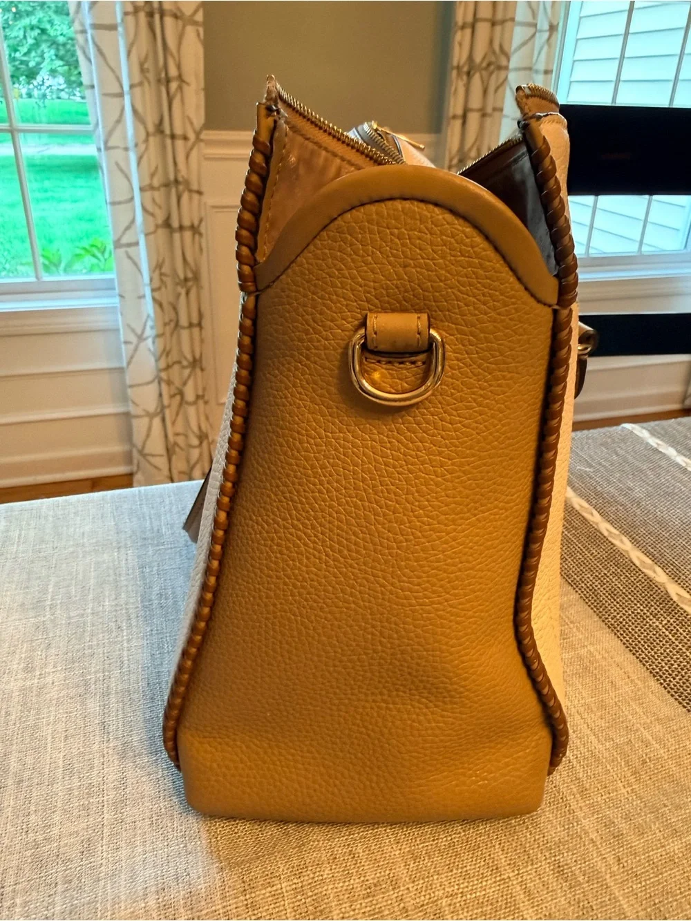 Michael Kors Carine Large Pebbled Leather Crossbody Bag (cream and brown)